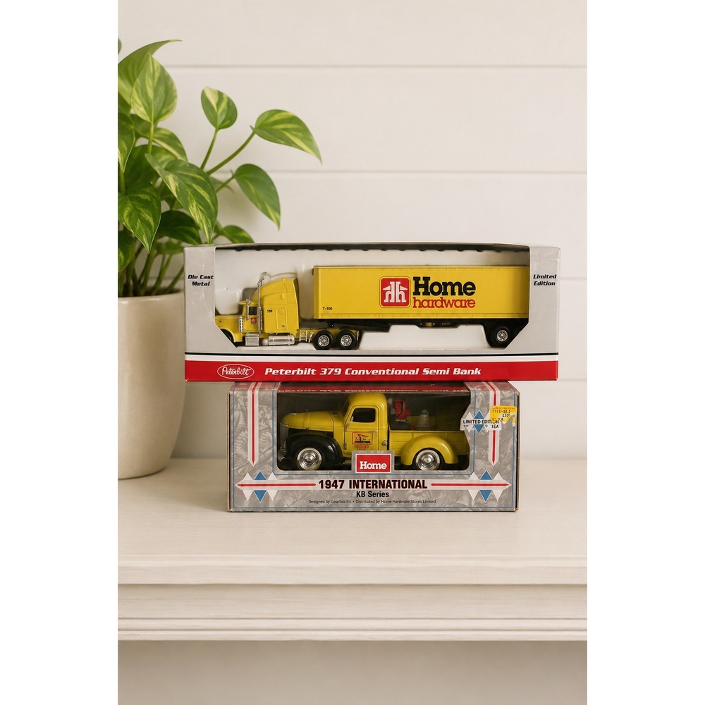 Vintage Peterbilt 379 & 1947 International KB Die Cast Truck Set Home Hardware